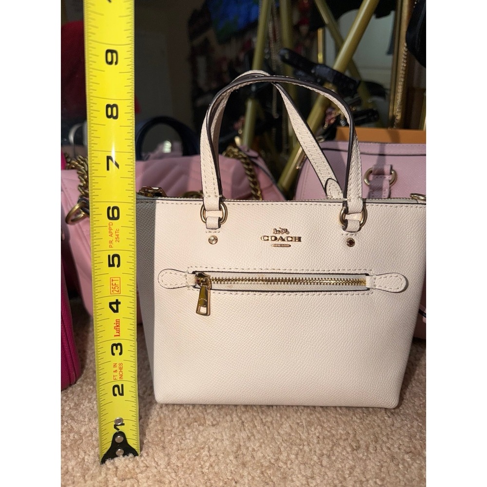 Coach Mini Leather Crossbody Tote Ivory With Crossbody Strap SUPER CUTE!!! - Picture 5 of 12